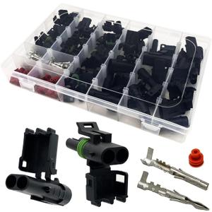 10 Kits 2 Pin Connector Weather Pack Connectors Kit Waterproof Automotive Electrical Connectors 2 Wire Connectors 18-14 AWG