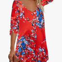 AlvaQ Women Summer Dresses 2024 Strappy Button V Neck Sleeveless Beach Sundress Casual Swing A Line Short Mini Dress L