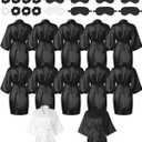Wesiti Satin Women Robes Kimono Robe Bulk with Sleeping Mask and Hair Tie Sets Silky Bathrobes for Birthday Wedding Party (White, Black)