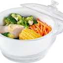 Glass Microwave Steamer for Vegetables, Broccoli, Fish & Food Oven Safe Steamer Bowl for Cooking, BPA-Free, Odorless & Dishwasher Safe2.5L