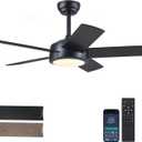 42" Black Ceiling Fans with Lights - Modern Low Profile Ceiling Fan with Lights and Remote Control, 5 Dual-Sided Blades, Reversible DC Motor, Ceiling Fan for Indoor and Outdoor