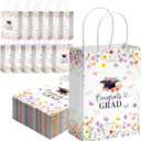 Gueevin 24 Pcs Wildflower Graduation Gift Bags 2026 Graduation Party Favors Floral Congrats Grad Paper Gifts Wrapping Bags for Class of 2026 Party Supplies Decoration (White)