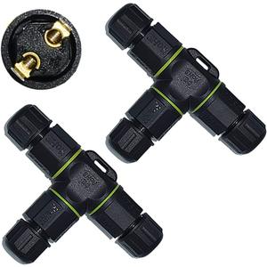 3 Way Junction Box IP68 Waterproof Electrical Junction Box 2 Pin Junction Box Outdoor Cable Connector for Underground/Outdoor 4.5mm-10mm, Shielded Field Installable - 2Pin (White)