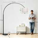 Large Arc Floor Lamp for Living Room, Modern Standing Arched Lamp, Black, 61"D x 13.78"W x 77.56"H