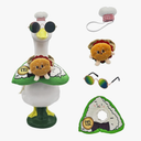 Chef Goose Costume for 17-23 Inch Lawn Decor: Chef Hat, Playful hamburger-shaped accessory, Rice Collar & Playful Eyewear