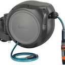 GARDENA 20505, 100' Retractable Garden Hose Reel with US Hose Threads - 100' x 1/2" hose, Automatic Retraction & Length Lock for Easy Watering. Heavy Duty Swivel Bracket 180°, Includes Nozzle.