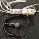 Fast Charging Car Charger with Coiled Lightning Cable for iPhone, iPad and Apple Devices, 1.5 ft - Black with Indoor Extension Cord - 6.2 Ft White 2-Prong Power Strip with 3 Polarized Outlets & Safety Slide Windows, 16/2 AWG, 13A/1625W for Home, Office Assortment