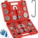 Brake Caliper Compression Tool 24-Piece Heavy Duty Disc Brake Piston Caliper Compressor Rewind Tool Set with C Hanger