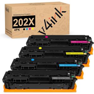 v4ink 202X Toner Cartridge Replacement for HP 202X 202A CF500X CF501X CF502X CF503X Toner for HP Pro M254dw M254nw M281dw M281cdw M281fdw M280nw Ink (Black Cyan Magenta Yellow, 4-Pack High Yield)