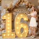 Mixifox 16 Light up Numbers 4 Feet Tall, 16 Marquee Numbers for Party, Sweet 16 Birthday Decorations, Big 16 Sign with Light for Anniversary, Birthday Backdrop Decor