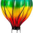 Starsoul Glass Hot Air Balloon Solar Lantern with Flickering Flame Light Colorful Solar Powered Hot Air Balloon Lamp Waterproof Hanging Solar Lantern for Garden Yard Patio Porch Decor
