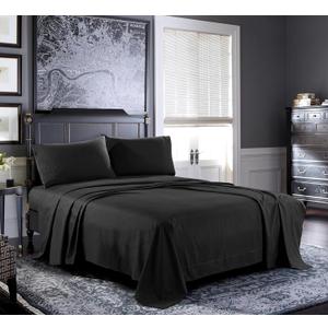 Pure Bedding Bed Sheets - Full Sheet Set [4-Piece, Black] - Hotel Luxury 1800 Brushed Microfiber - Soft and Breathable - Deep Pocket Fitted Sheet, Flat Sheet, Pillow Cases