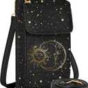 Miss Adola Cell Phone Purse Crossbody Bags for Women - Cute Design Leather Cellphone Bag Small Cross Body Bags Wallet Purses Trendy Aesthetic Pouch for iPhone with Adjustable Strap, Black Sun Moon