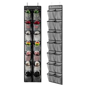 KEEPJOY Over the Door Shoe Organizer, Hanging Shoe Organizer with 4 Hooks,Door Shoe Holder with 14 Mesh Deep Pockets Closet Door Shoe Storage Bag (Grey-2Pack)