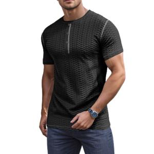 QOSOQ Men's Muscle T-Shirt Bodybuilding Gym Tee Short Sleeve Workout Shirts Fashion Shirt Black (Black, XXL)