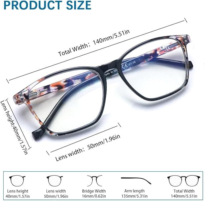 STASTEND 2 Pack Progressive Multifocus Reading Glasses Blue Light Blocking Multifocal Readers for Women (multicolour, 1.25, multiplier_x)