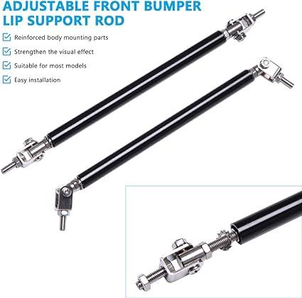 2pc Adjustable 10"-13" Front Bumper Lip Splitter Diffuser Strut Rod Tie Bars Compatible with Most Vehicles