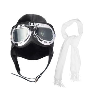 Aviator Hat With Goggles Costume Accessories Pilot Cap White Scarf for Men Women Teens Adults