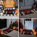 Halloween Door Mat, Halloween Doormat Outdoor Front Door Entrance Absorbent Entry Mat with Non Slip Backing, 17''x30'', Skeleton Black