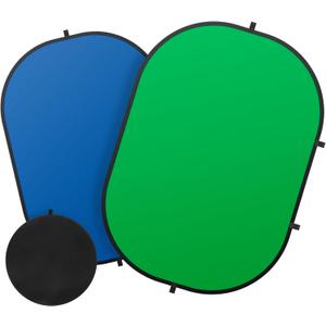 3x5ft/100x150cm Green Screen Backdrop for Photography, Double Sided Green Screen and Blue Screen, 2 in 1 Collapsible and Reversible Background for Photography, YouTube Videos,and Live Streaming