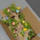 6 Pcs 9" Small Easter Wreaths for Kitchen Cabinet, Mini Spring Artificial Easter Egg Wreath Floral Decorations with Rustic Bow for Window, Front Door, Table Centerpiece Decor