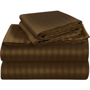 ROYALE LINENS 3 Piece Twin Sheets Set - Soft Brushed Microfiber Bedding - 1 Fitted, 1 Flat Sheet, 1 Pillow case - Wrinkle Free & Fade Resistant - Hotel Luxury Bed Sheets (Stripe Chocolate, Twin) ROYALE LINENS 3 Piece Twin Sheets Set - Soft Brushed Microfiber Bedding - 1 Fitted, 1 Flat Sheet, 1 Pillow case - Wrinkle Free & Fade Resistant - Hotel Luxury Bed Sheets (Stripe Chocolate, Twin)