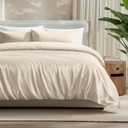 Bare Home 100% Rayon Made from Bamboo Luxury King Duvet Cover Set - Cooling - Breathable - Easy Fit - Soft Duvet Cover Set (King, Sand)