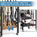 3-Tier Fishing Rod Holder, Garage Fishing Rod Rack, Fishing Rod Organizer for 12 Rods, Space Saving Fishing Pole Storage System for Garage Boat RV Basement, with Wheels Hooks and Storage Bag