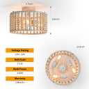 tewei Wood Beaded Boho Chandelier Light Fixture, Semi Flush Mount Ceiling Light 3-Light Rustic Nursery Close to Ceiling Lights for Bedroom Kitchen, Living Room, Oak White, E26 Base