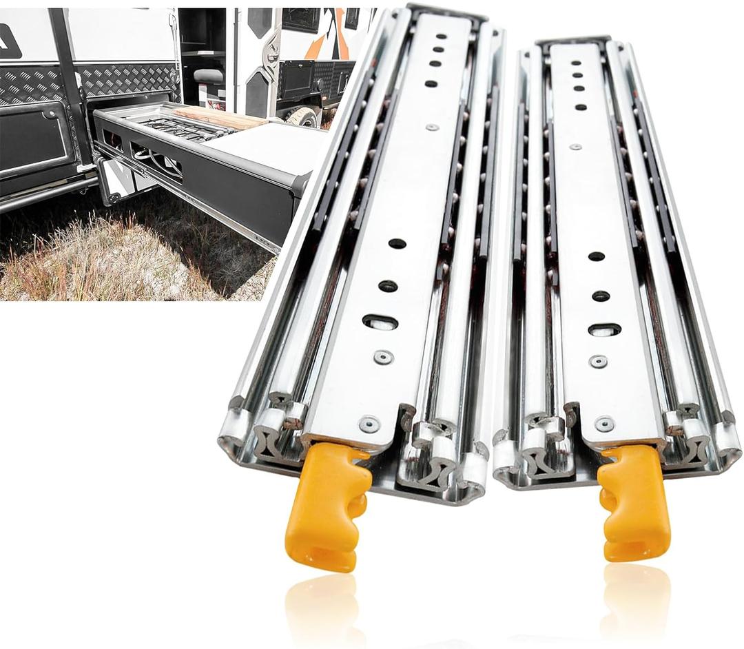 AOLISHENG 1 Pair Heavy Duty Drawer Slides with Lock 12 14 16 18 20 22 24 26 28 30 32 34 36 38 40 Inch 100 lb Load Capacity Side Mount Full Extension Ball Bearing Cabinet Locking Rail Tool Box Runner, 30 Inch