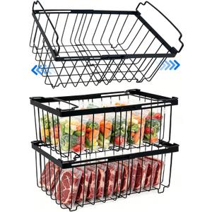 Freezer Organizer Bins fit 5 /9 cu. Ft Chest Freezer (Black-3Pack)