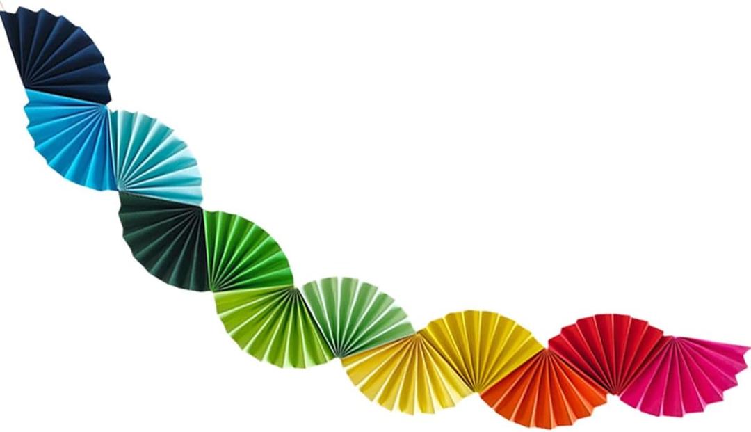 Rainbow Paper Fan Garland - Paper Fan Garland Party Decorations - Perfect for Birthday Parties, Holiday Decorations, Family Gatherings, Weddings and More (Rainbow)