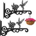 2-Pack Aesthetic Wall Plant Hanger Indoor and Outdoor 10 Inch Metal Hanging Plant Bracket with Beautiful Bird Pattern Anti Rust Plant Hooks for Hanging Plants, Bird Feeder, Wind Chime, Lantern