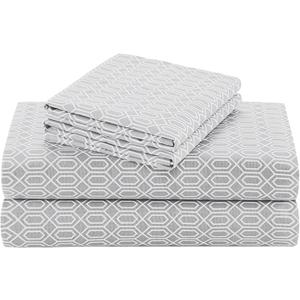 Comfort Spaces 100% Cotton Sheet Set Breathable, Lightweight, Soft with 12" Elastic Pocket Fits up to 14" Mattress, All Season Cozy Bedding, Matching Pillow Case, Twin Diamond Taupe 3 Piece