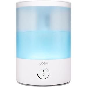 YOGIN Humidifiers for Bedroom Large room,Top fill 2.5L Ultrasonic cool mist Humidifiers for Baby Nursery and Plants,Up to 24 Hours, 24db Quiet,Night Light, Auto Shut Off, Easy Clean Humidifier (Premium version - Knob with Light)