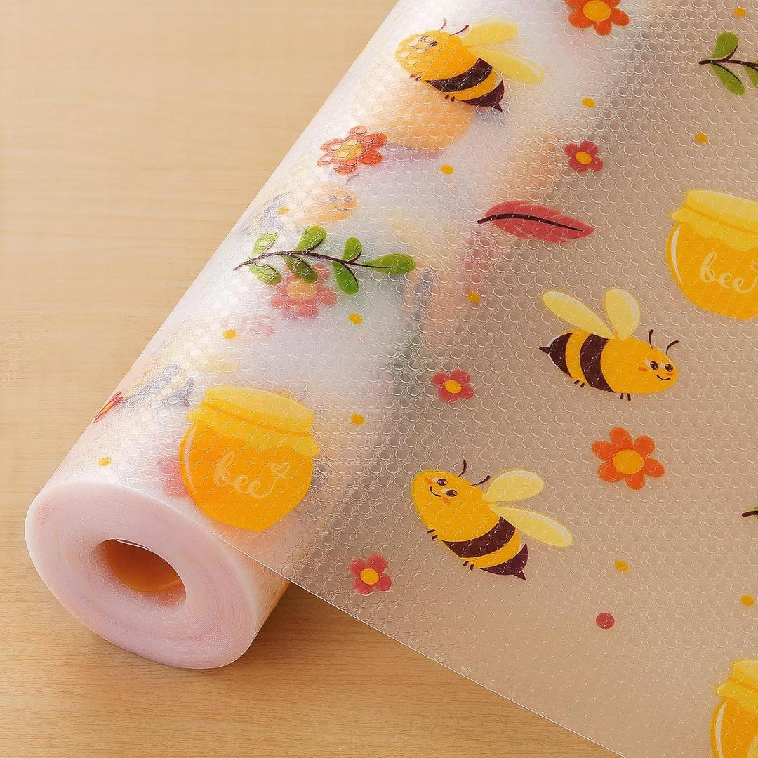 Cooyes Shelf Liner  Non-Slip Cabinet & Drawer Liner for Kitchen  Non-Adhesive Waterproof Shelf Paper with Modern Pattern  Durable EVA Cabinet Mat  Easy to Cut (Amber,11.8" W x 118" L)