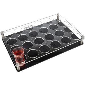 NBEADS 24-Hole Acrylic Shot Glass Holder, Black, 8.66 x 12.8 x 1.77 inches, Holds 1.77 inch Glasses, Ideal for Bars, Restaurants, Social Gatherings