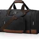Litvyak Duffle Bag for Travel, Large 60L Canvas Travel Duffel Bags Overnight Weekend Gym Carry On Luggage Bag for Men & Women(Black)