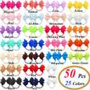 2 x CLLOT Baby Hair Ties with Bows,50pcs 2inch Baby Hair Bows Durable Rubber Bands Ponytail Holders Toddler Essential Hair Accessories for Infants Baby Girls in Pairs
