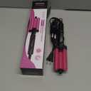 Farery Mini 3 Barrel Hair Waver - Portable Beach Wave Curling Iron for Short Hair, 1/2 Inch Ceramic Crimper with 3 Temp Settings & 30s Fast Heating, Dual Voltage Travel Hair Waver for Women, Pouch Bag