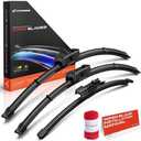 A-Premium Windshield Wiper Blades with Wear Indicator & Towel - Compatible with Volkswagen Tiguan 2018-2024 - Front Rear Wipers Blade Set for 24"/22"/15", TLPN/FR_2V Arm Connector, Pack of 3