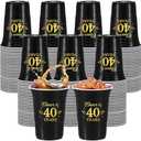 Ziliny 100 Pcs 40th Birthday Cups Bulk, Cheers to 40 Years 16 oz Disposable Plastic Cups for Men Women 40th Birthday Wedding Anniversary Party Favors Decoration Black Gold Hot Cold Drinks Supplies