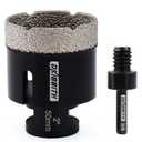 DKIBBITH Dry Diamond Core Drill Bits, 2 Inch Tile 50mm Vacuum Brazed Angle Grinder Hole Saw for Porcelain Ceramic Granite Brick Concrete with 5/8-11 Thread to 3/8'' Hex Shank Adapter, Black