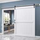 EaseLife 60 x 84 inch White Barn Door with 10FT Sliding Door Hardware Kit Included & Handle,Solid Wood Covered with Waterproof PVC Surface,DIY Assemblely,Easy Install,H-Frame,Fit 56-58in Wide Opening