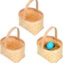 STOBAZA 3 Pack Mini Wicker Baskets with Handles Easter Small Baskets 3.74X2.75X2.55 Inches Perfect for Party Favors Wedding Craft Storage eggbaskets