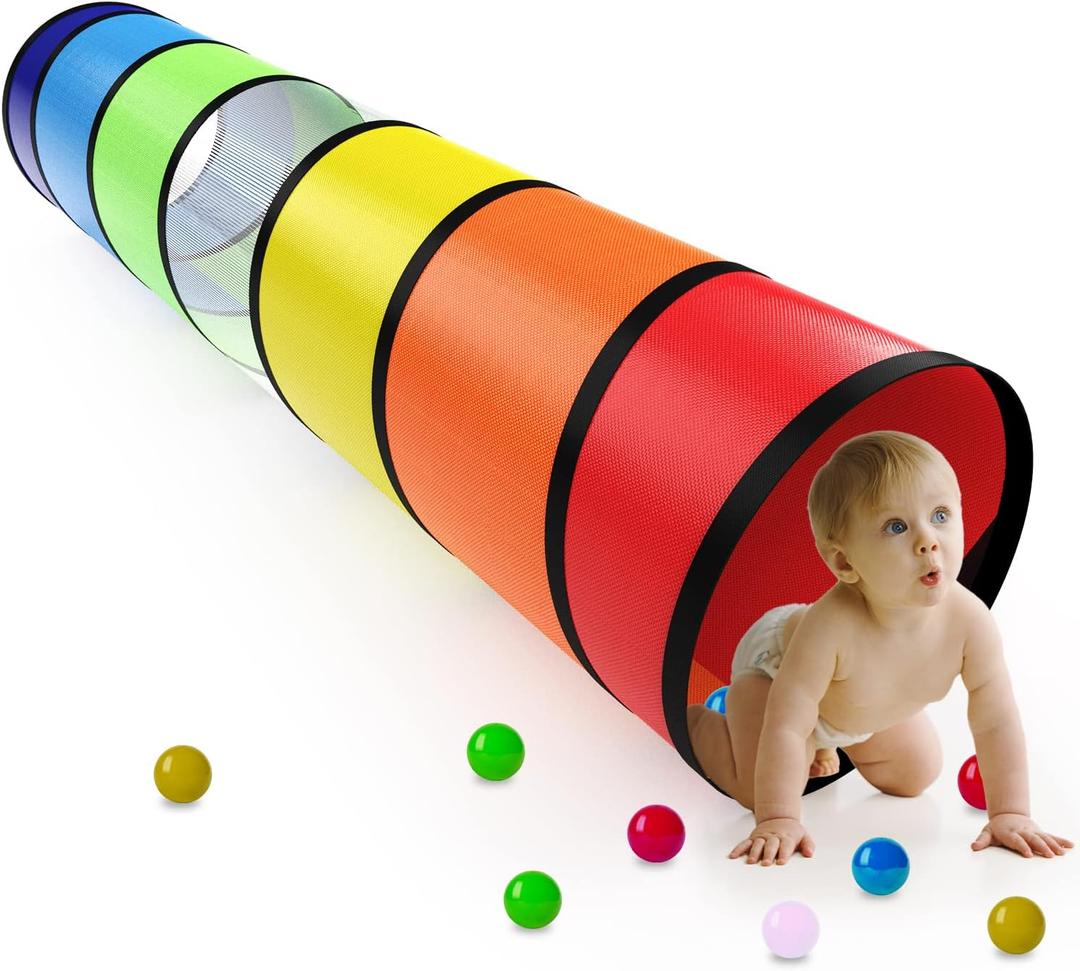 Kids Play Tunnel for Toddlers 1-3 Colorful Pop Up Baby Tunnel for Kids to Crawl Through 6 Foot with Breathable Mesh Collapsible Toddler Toys Gift for Children Backyard Playset
