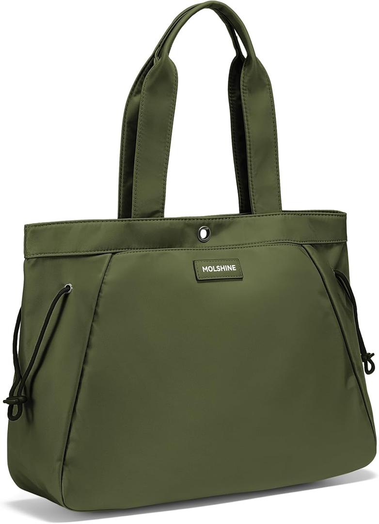 molshine Large Hobo Totes Handbag, Nylon Side Cinch Shopper Bags Shoulder Satchel for Workout Beach Travel Women Lady Model (Army Green)