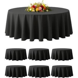 BESTVIP 6 Pack 60inch Black Round Polyester Tablecloths | Fits 20"-48" Tables | Fabric Washable Decorative Table Cover for Parties, Weddings, Holiday, Events, Restaurant