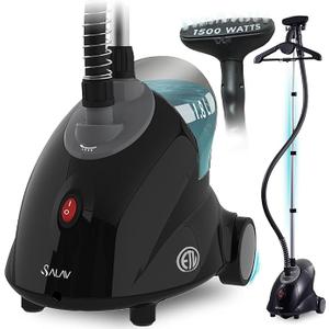 SALAV® GS18-DJ Standing Garment Steamer with Roll Wheels for Easy Movement, 1.8L Water Tank for 1 Hour Continuous Steaming, Adjustable Pole for Storage, Includes Descaler Packet, 1500 watts 