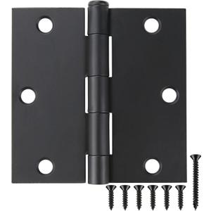 30 Pack Matte Black Door Hinges 3.5 x 3.5 Inch Interior 3 1/2 Inch Door Hinges for Doors Square Radius Corners Flat Iron Hinge 3 "x 3 " Door Hardware Controls
